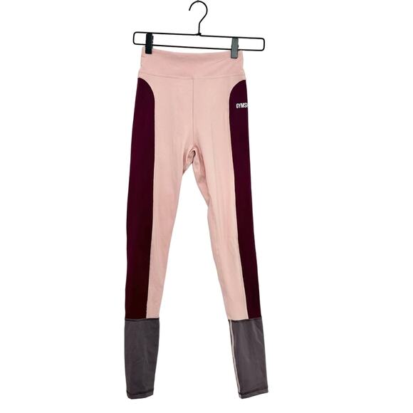 Gymshark Illusion Leggings Full Length Blush Pink Colorblock Size XS - Picture 1 of 6